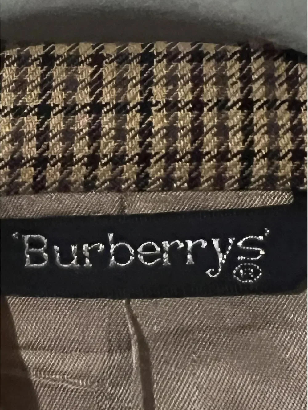 Burberrys Vintage Blazer Men's Brown Checkered 48L 100% silk